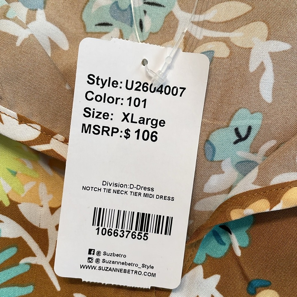 NWT Suzanne Betro dress ruffles tie front size XL - Picture 9 of 12